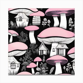Pink Mushroom House Canvas Print