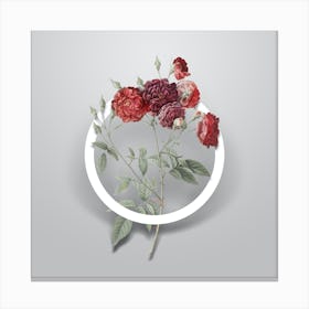 Vintage Ternaux Rose Bloom Minimalist Floral Geometric Circle on Soft Gray Canvas Print