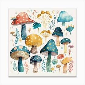 Mushroom Forest Fantasy Flower Nature Canvas Print