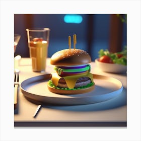 Burger On A Plate 78 Canvas Print