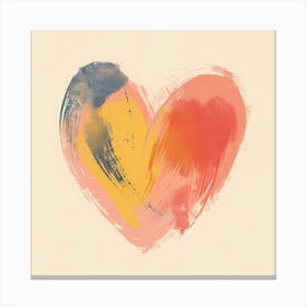 A Hand Drawn Pastel Minimalist Illustration Of A Heart 3 Canvas Print