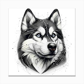 Siberian Husky - Abstract Line Art Illustration 257 Canvas Print