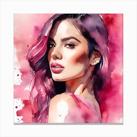 Watercolor Portrait Of A Woman 1 Canvas Print