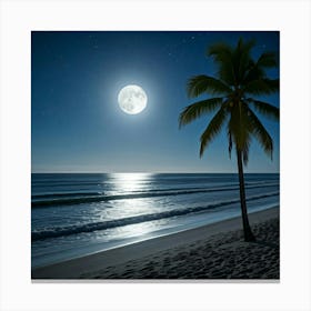 Full Moon On The Beach Canvas Print