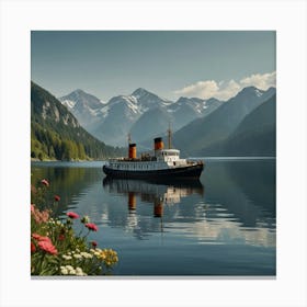 Cruise Ship On A Lake Canvas Print