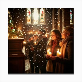 A Serene Christmas Eve Service Parishioners Immersed In Expressions Of Spiritual Surrender Engulfe (3) Canvas Print