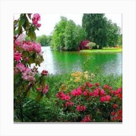 Pond With Flowers Canvas Print