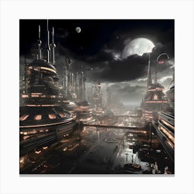 Cyberpunk City at night 3 Canvas Print