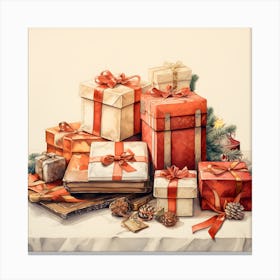 Elegant Christmas Giftbox Ilustration Series006 Canvas Print