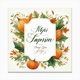 An Autumnal Handwritten Calligraphy Horizontal Leaf Shaped Typography Triumphantly Announcing The A (3) Canvas Print