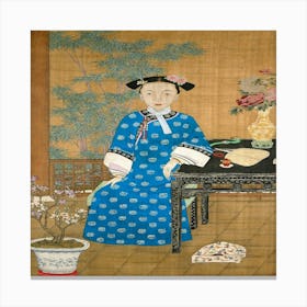 Chinese Woman In Blue Canvas Print