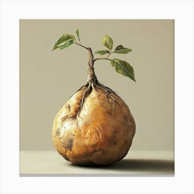 Potato With Roots Canvas Print