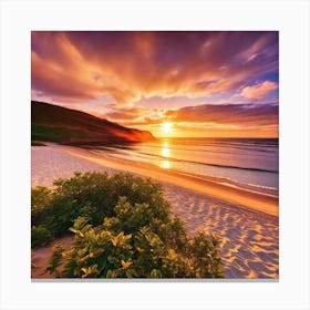 Sunset On The Beach 702 Canvas Print