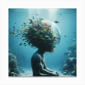 Man Meditating Underwater Canvas Print