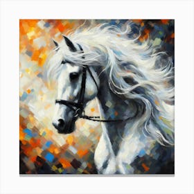 White Horse Painting Canvas Print