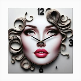 Face Wall Clock Canvas Print