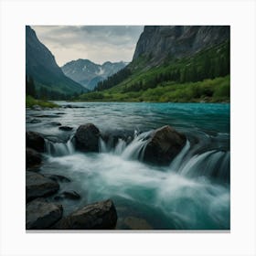 River In The Mountains Canvas Print