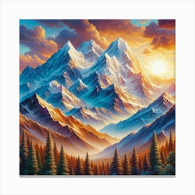 Sunrise Over The Mountains 3 Canvas Print