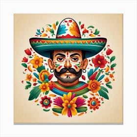 Mexican Man With Flowers Canvas Print