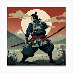 Samurai Ukiyoe E Style Illustration Art Print 0 (1) Canvas Print