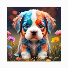 Puppy In The Meadow 1 Canvas Print