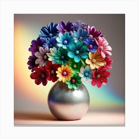 Multicolored Flowers In A Vase Canvas Print