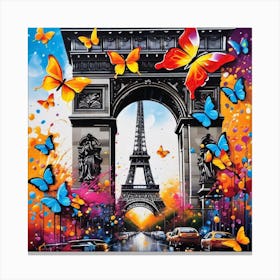 Paris With Butterflies 7 Canvas Print