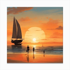 Sunset On The Beach Canvas Print