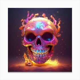 Skull With Flames 5 Canvas Print