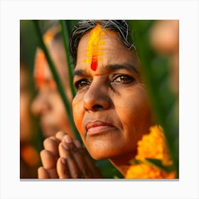 Hindu Woman Praying Canvas Print