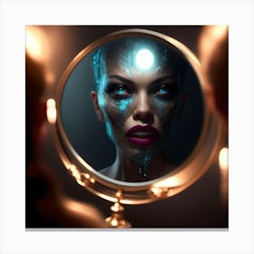Woman In A Mirror Canvas Print