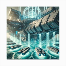 Cascade Sovereignty Scifi Tempest Tide Carrier Deploy Canvas Print