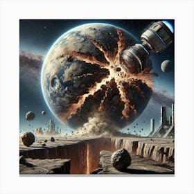 Graviton Annihilator Fracturing Planet Canvas Print