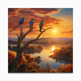 Birds At Sunset 1 Canvas Print