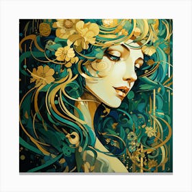 Girl With Flowers Canvas Print