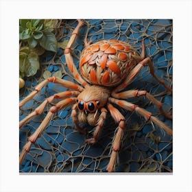 Spider On Netting Canvas Print