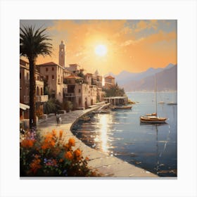 Harbour Harmony: Impressionist Seascape Canvas Print