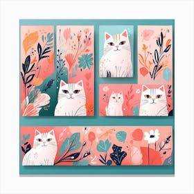 Cat With Flowers Canvas Print