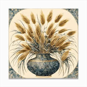 Pampas Grass In A Blue Vase Canvas Print