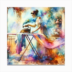 Woman Ironing Canvas Print