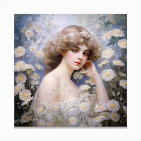 Girl In Daisies Canvas Print