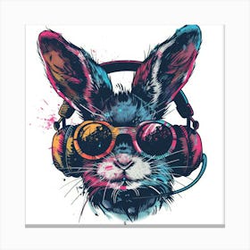 Rabbit With Headphones 4 Canvas Print