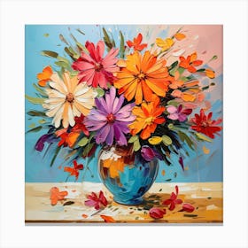 Flowers In A Blue Vase Canvas Print