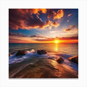 Sunset Over The Ocean 240 Canvas Print