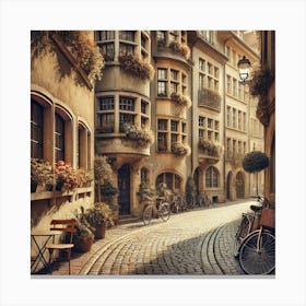 Charming European Street Wall Art A Picturesque Scene With Cobblestone Roads And Classic Architecture For Travel Enthusiasts Print Art Canvas Print