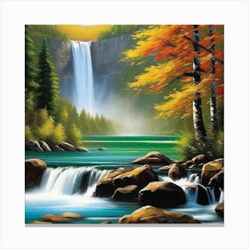 Waterfall In Autumn 17 Canvas Print