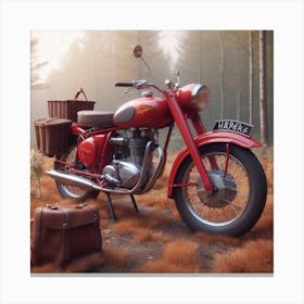Vintage Motorcycle In The Woods Canvas Print