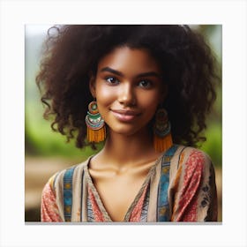 Afro-American Woman With Earrings Canvas Print
