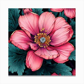 Pink Anemone Flower, Illustrate A Close Up Of A Blooming Flower With Intricate Canvas Print