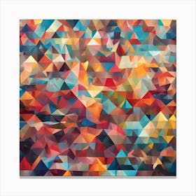 Abstract Colourful Geometric Polygonal Triangles Canvas Print